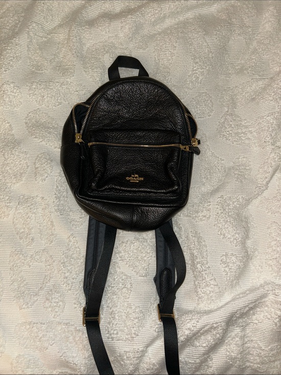 Coach Other - Coach Black Pebbled Leather Mini Backpack with Gold Hardware